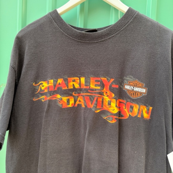 Vintage HARLEY DAVIDSON ORLANDO Flames T shirt Men LARGE  palm tree - Picture 2 of 6